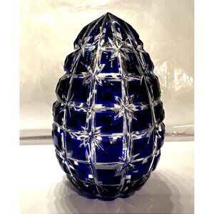 Magda Nemeth Cobalt Blue Crystal Decorative Egg 4" Hand Signed and Numbered VTG